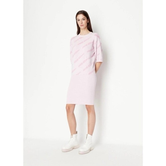 Armani Exchange Dresses & Skirts - Armani Exchange Women's Short
Sleeved Password Print Knit
Bodycon Sweater Dress
